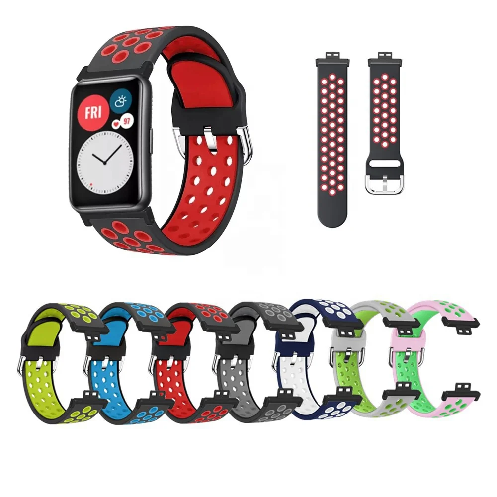 Bicolor Rubber Wrist Band for Huawei Fit Strap Soft Sort Wristband 20mm Double Color Silicone Watch Band, Black green
Bicolor Rubber Wrist Band for Huawei Fit Strap Soft Sort Wristband 20mm Double Color Silicone Watch Band, Black green