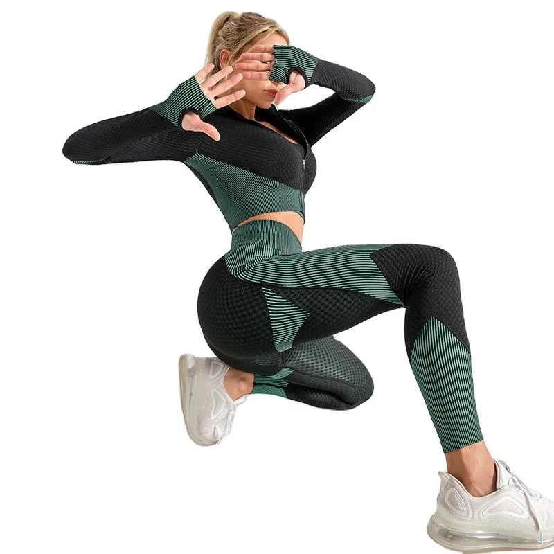 Women's Seamless Yoga Wear Sexy Shockproof Sports Bras Running Fitness Pants Fashion Tight Zipper T-Shirt Elastic Leggings Set, Black green purple
Women's Seamless Yoga Wear Sexy Shockproof Sports Bras Running Fitness Pants Fashion Tight Zipper T-Shirt Elastic Leggings Set, Black green purple