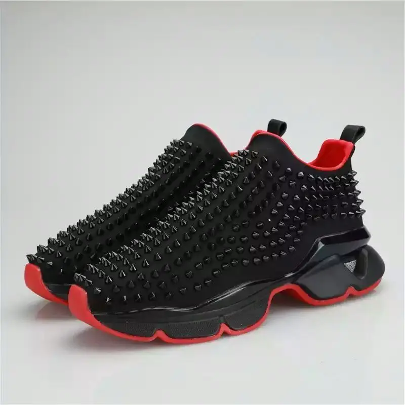 

TX 2021 fashion brand black spike casual sports shoes women CL thick-soled non-slip running red bottom sneakers shoes for men, Color matching