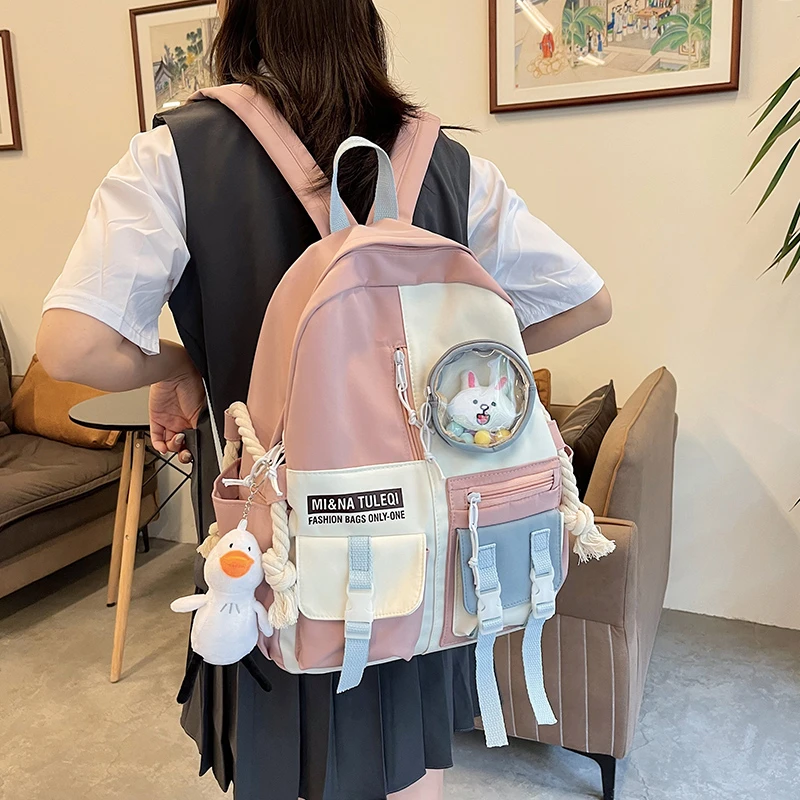 Soft nylon candy color student daily book shoulder pack bag clear pvc pocket girls japanese ita styles school backpack
Soft nylon candy color student daily book shoulder pack bag clear pvc pocket girls japanese ita styles school backpack