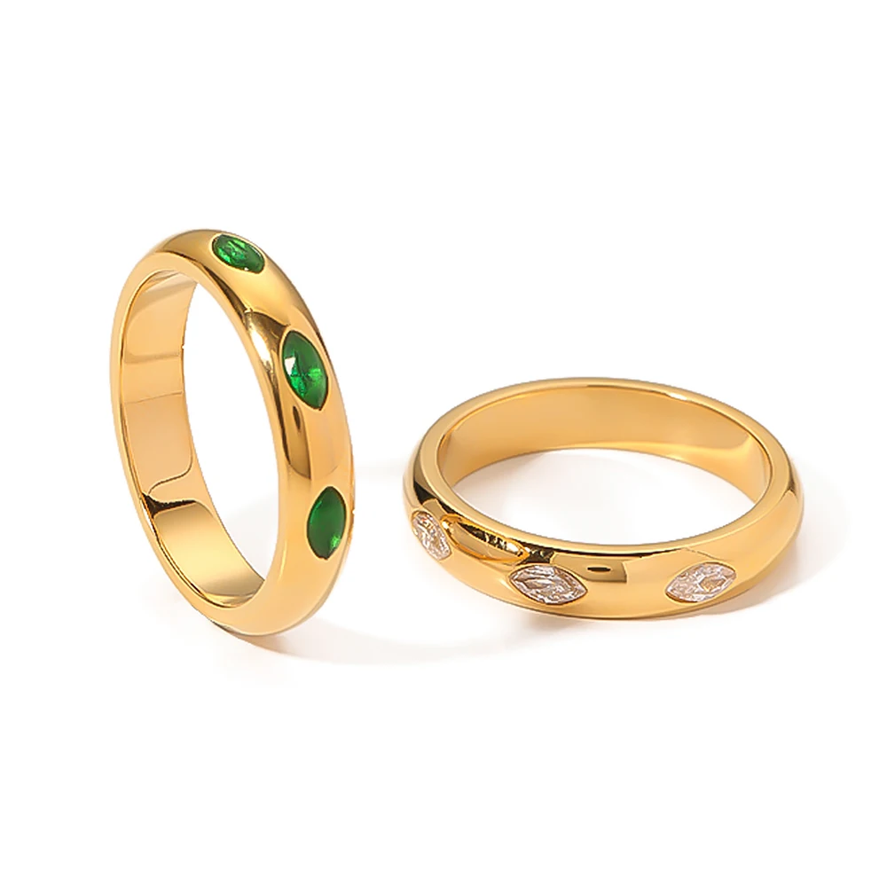Designer Jewelry Stainless Steel 18K Gold Plated Colorful Cubic Zircon Women Finger Rings Waterproof Jewelry Accessories
Designer Jewelry Stainless Steel 18K Gold Plated Colorful Cubic Zircon Women Finger Rings Waterproof Jewelry Accessories