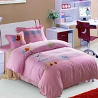 High quality comfortable reactive printing 100% cotton 4pcs bedding set pink bed