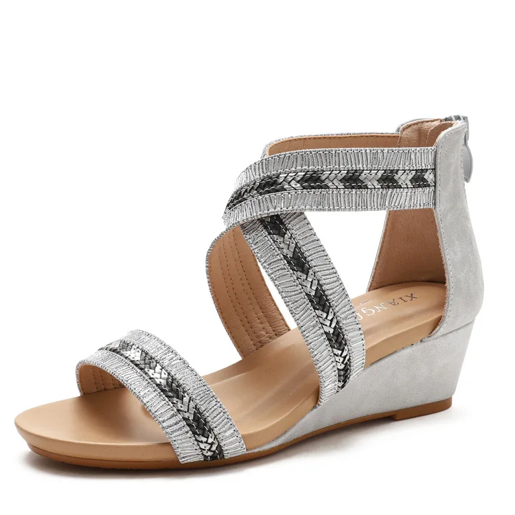 S528 Wedge women's summer non-slip open toe Roman shoes rear zipper 39-42 large size women's shoes heel sandals
S528 Wedge women's summer non-slip open toe Roman shoes rear zipper 39-42 large size women's shoes heel sandals