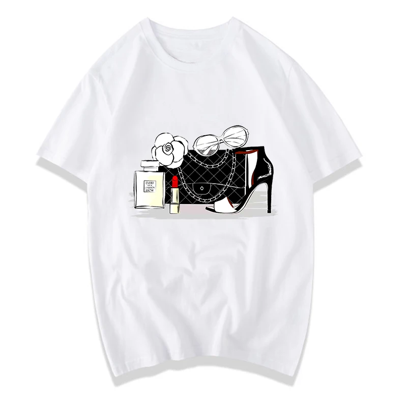 Hot Sale Wholesale Vogue Famous Brand Pardfum Flower T-shirt Printing Womens Graphic T Shirt 
Hot Sale Wholesale Vogue Famous Brand Pardfum Flower T-shirt Printing Womens Graphic T Shirt