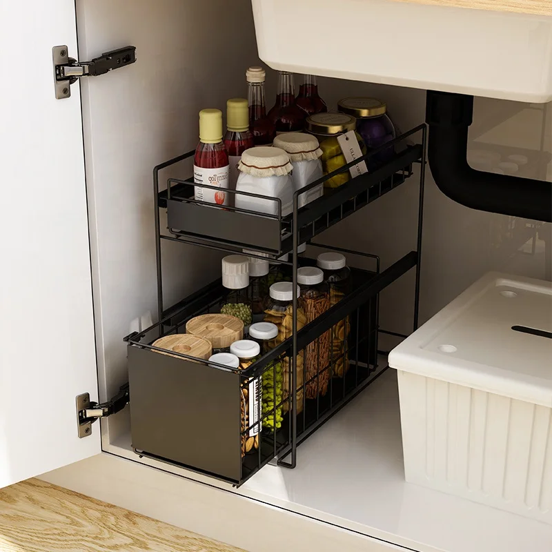 Hot selling 2-layer Push-pull storage Sink cabinet Kitchen organizer Spice rack, White or black
Hot selling 2-layer Push-pull storage Sink cabinet Kitchen organizer Spice rack, White or black