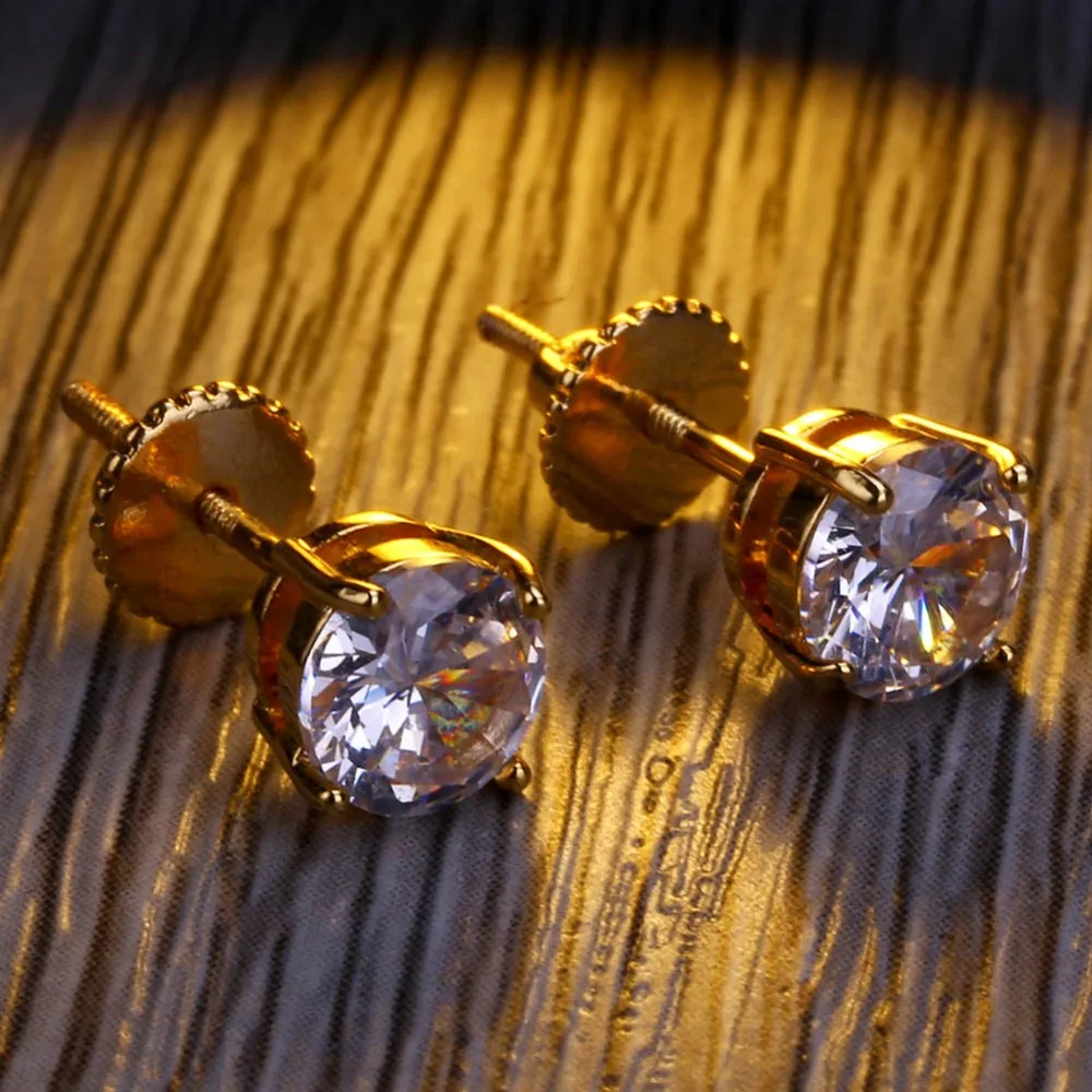 Bling 6mm Round CZ Stone Earrings for Men and Women Gold/Silver Color Eerings With Screw Back Hip Hop
Bling 6mm Round CZ Stone Earrings for Men and Women Gold/Silver Color Eerings With Screw Back Hip Hop