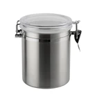 Wholesale Fda 28OZ Plastic Lis Stainless Steel Silver Metal Coffee Tea Sugar Food Canister Sets