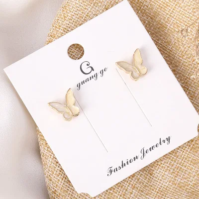 

Fashion Simple Trendy S925 Post Butterfly Earrings Oil Dripping Butterfly Stud Earrings