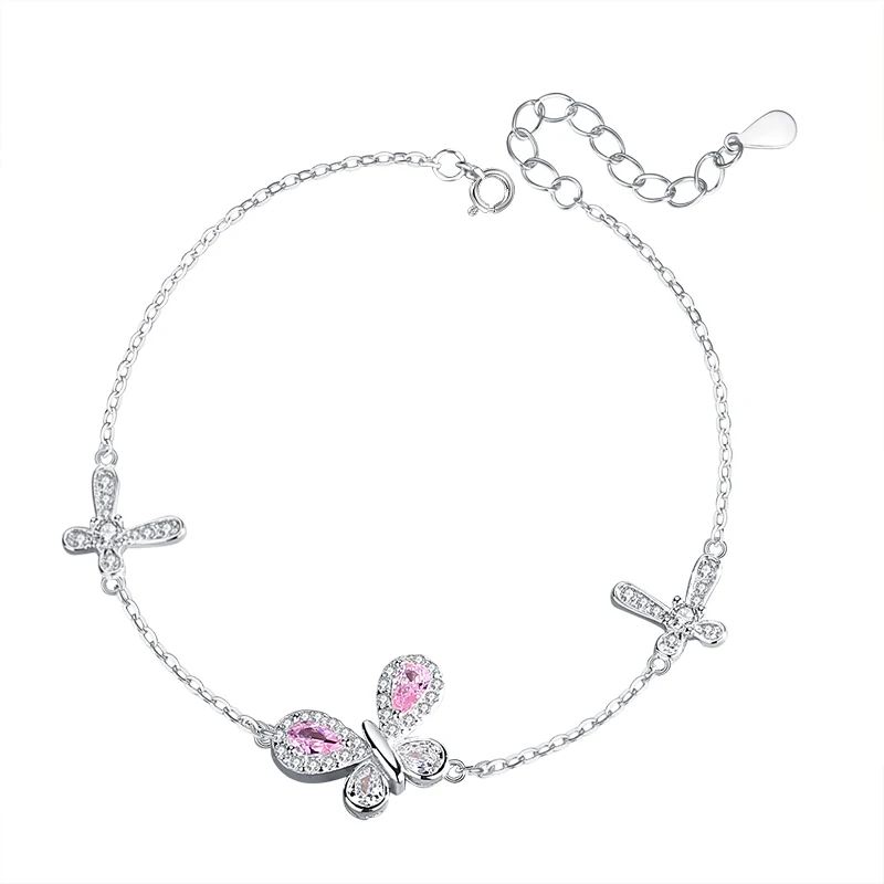Cute Sterling Silver 925 Double Layer Chain Hand Bracelets Adjustable Jewelry Colorful Zircon Butterfly Bracelet for Girls
Cute Sterling Silver 925 Double Layer Chain Hand Bracelets Adjustable Jewelry Colorful Zircon Butterfly Bracelet for Girls