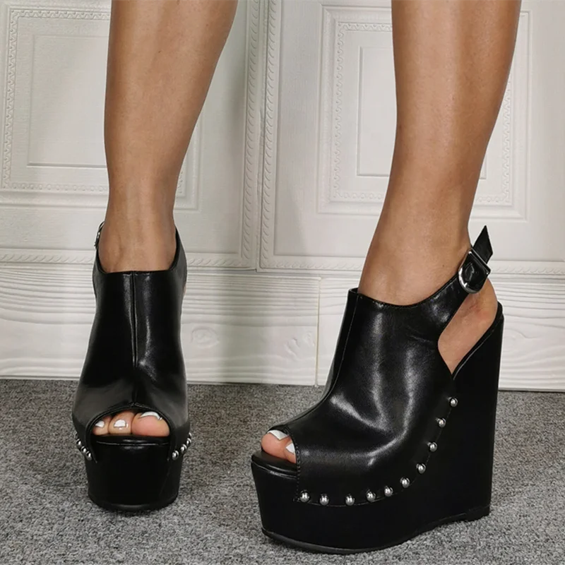 Solid Black Round Peep Toe Wedge Sandals Ankle Strap Platform Pumps Dress Shoes Summer Breathable Women High Heeled Sandals
Solid Black Round Peep Toe Wedge Sandals Ankle Strap Platform Pumps Dress Shoes Summer Breathable Women High Heeled Sandals