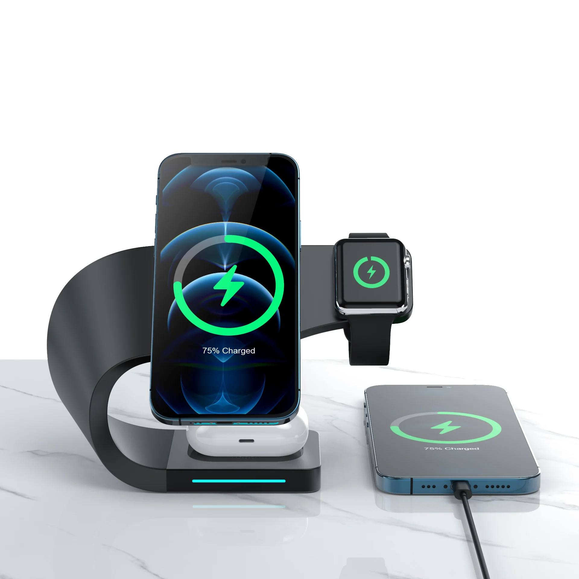4 in 1 desktop stand wireless charger 15W fast charging cell phone stand wireless charger
4 in 1 desktop stand wireless charger 15W fast charging cell phone stand wireless charger
