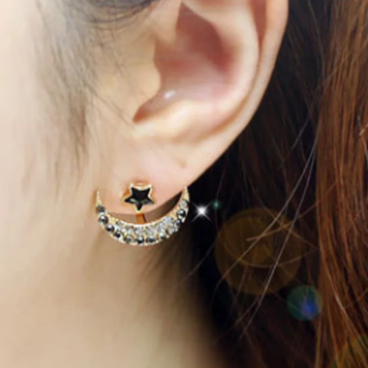 Fashion 2021 Hot Selling Gold Color Micro Pave Rhinestone Crystal Star Moon Stud Earring, As pic
Fashion 2021 Hot Selling Gold Color Micro Pave Rhinestone Crystal Star Moon Stud Earring, As pic