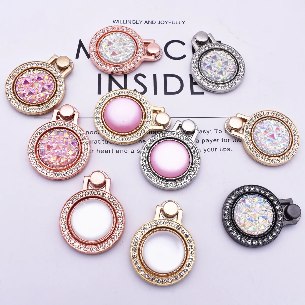 Diamond-inlaid small clock metal ring bracket 360-degree gem pocket watch lazy bracket against falling
Diamond-inlaid small clock metal ring bracket 360-degree gem pocket watch lazy bracket against falling