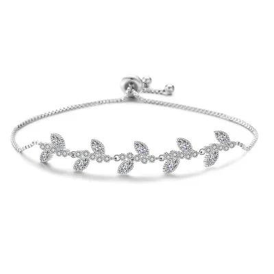 European Trendy Adjustable Cubic Zirconia Leaf Bracelet Shiny Crystal Willow Link Chain Bracelets
European Trendy Adjustable Cubic Zirconia Leaf Bracelet Shiny Crystal Willow Link Chain Bracelets
