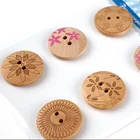 High Quality Hot Sale For Scrapbooking Assorted Design Colorful Engrave Look Imit Wood Button