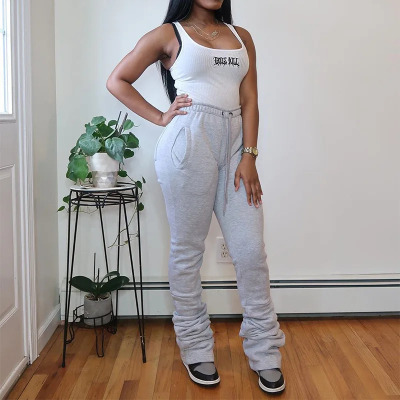 Fall Fashion Solid Color Elastic High Waist Ruched Pants Drawstring Casual Stacked Trousers, Different color
Fall Fashion Solid Color Elastic High Waist Ruched Pants Drawstring Casual Stacked Trousers, Different color