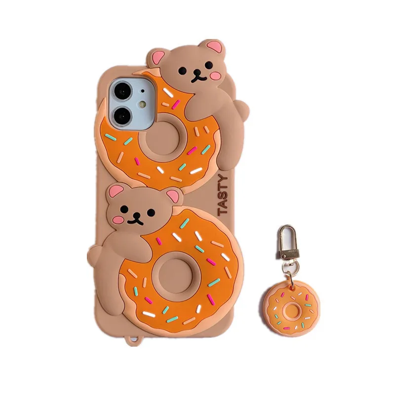 3D Cartoon Cute Donut Bear Silicone Mobile Phone Cover with Pendant Phone Case For iphone 13 12 11 Pro MAX XS XR 6 7 8plus
3D Cartoon Cute Donut Bear Silicone Mobile Phone Cover with Pendant Phone Case For iphone 13 12 11 Pro MAX XS XR 6 7 8plus