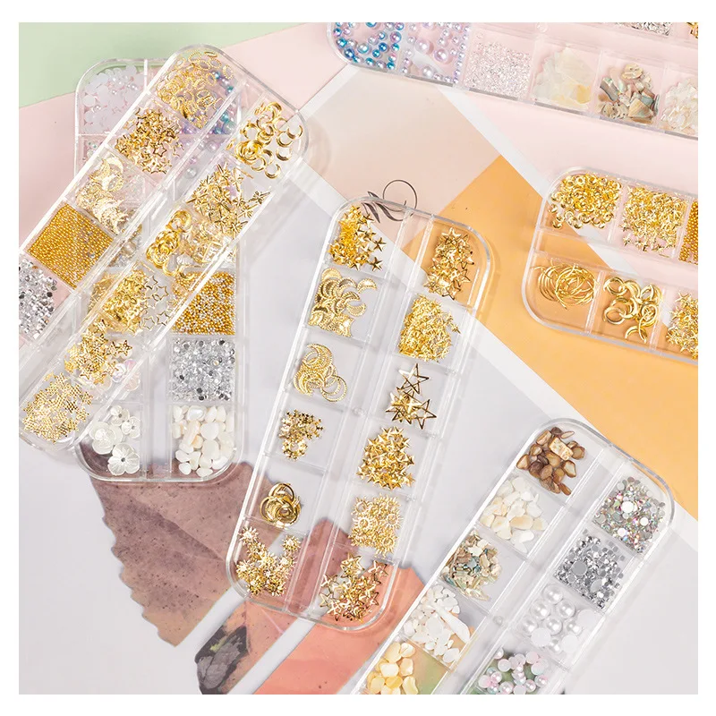 Hot sale 12 color set golden alloy rivet nail art DIY decoration accessories metal nail jewelry, As shown
Hot sale 12 color set golden alloy rivet nail art DIY decoration accessories metal nail jewelry, As shown