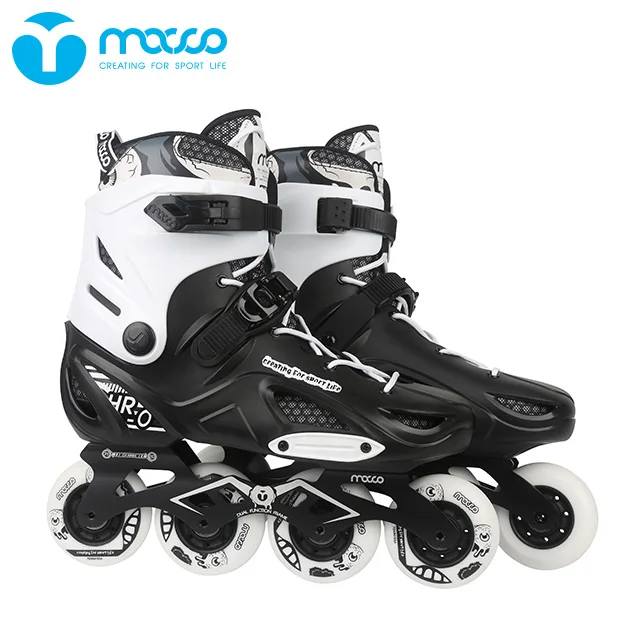 MACCO Adult Beginners adjustable Inline skate roller blades block skate HR0-Black and White 
MACCO Adult Beginners adjustable Inline skate roller blades block skate HR0-Black and White