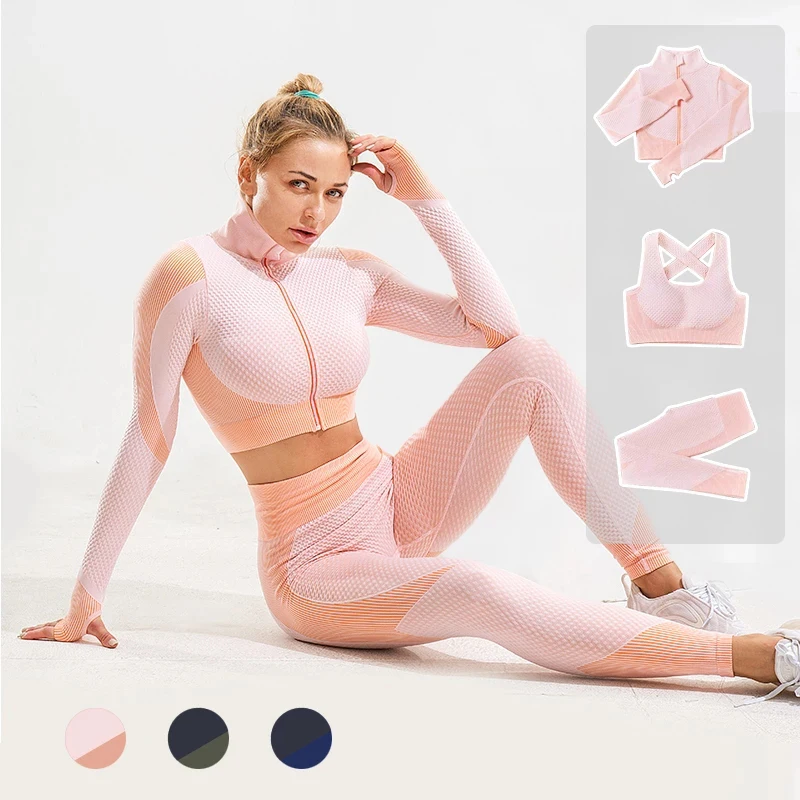 Women Fitness Sport Leggings Set Slim Fit Yoga Shirt Sports Bra Custom Logo Three-piece Sportswear, 10 colors, as picture shown
Women Fitness Sport Leggings Set Slim Fit Yoga Shirt Sports Bra Custom Logo Three-piece Sportswear, 10 colors, as picture shown