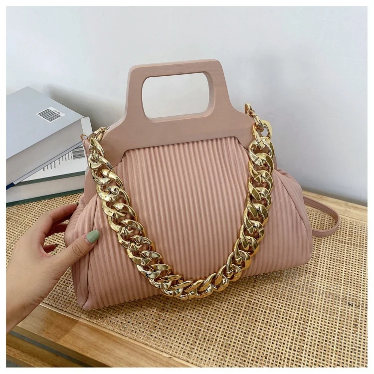 Stripe Pattern Plain PU Leather Large Capacity Handbag Cross Shoulder Girls Bags Women Wooden Handle bag
Stripe Pattern Plain PU Leather Large Capacity Handbag Cross Shoulder Girls Bags Women Wooden Handle bag