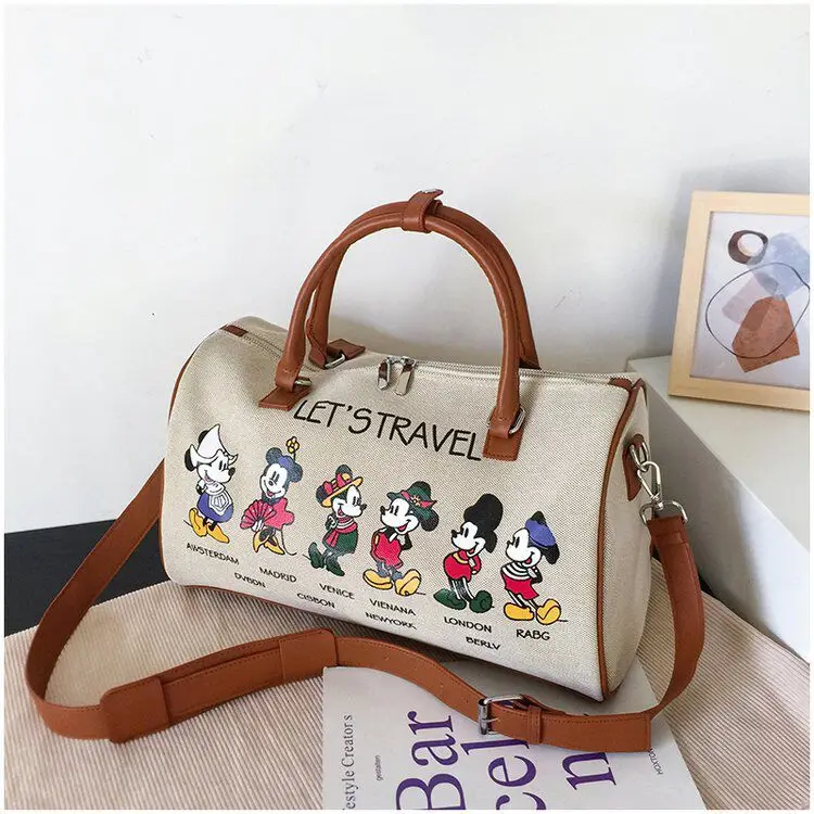 Mickey Canvas Bag Women's Shoulder Short Distance Travel Women's Portable PU Large Capacity Bag, Brown
Mickey Canvas Bag Women's Shoulder Short Distance Travel Women's Portable PU Large Capacity Bag, Brown