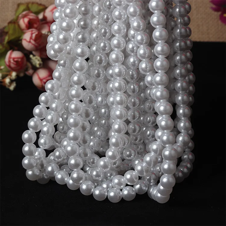 

High Quality Plastic ABS Beads White 4mm-30mm Pearl Beads with Hole for DIY Pearl