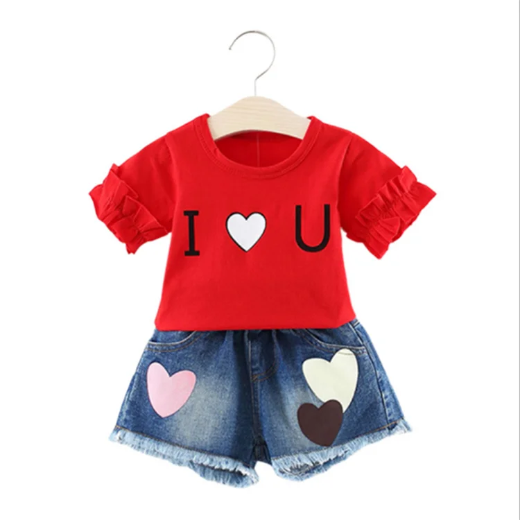 Kids Two-Piece Set Little Girl T-Shirt + Denim Shorts Set Hot 2020 New Summer Set, Picture
Kids Two-Piece Set Little Girl T-Shirt + Denim Shorts Set Hot 2020 New Summer Set, Picture