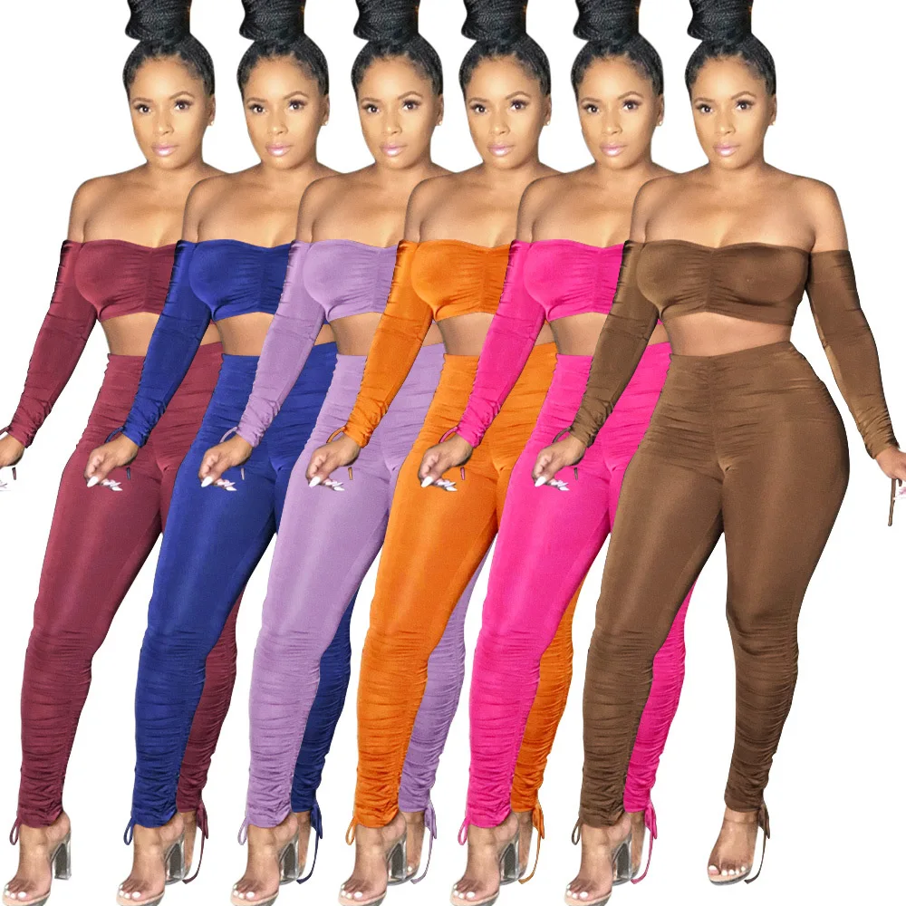 2020 Women Fashion Fall Matching Clothing Tube Tops Two Piece Set Women 2 Piece Set Outfits Joggers Stacked Pants Trousers
2020 Women Fashion Fall Matching Clothing Tube Tops Two Piece Set Women 2 Piece Set Outfits Joggers Stacked Pants Trousers