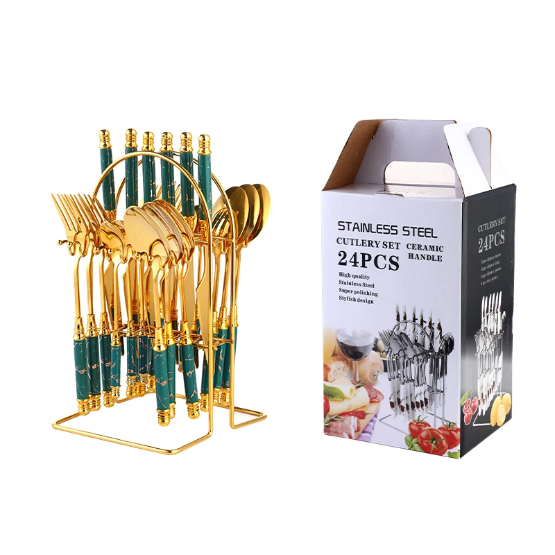 Nordic Style Cutlery Set Gold Stainless Steel Ceramic Handle with Holded for Wedding Top Gift
Nordic Style Cutlery Set Gold Stainless Steel Ceramic Handle with Holded for Wedding Top Gift