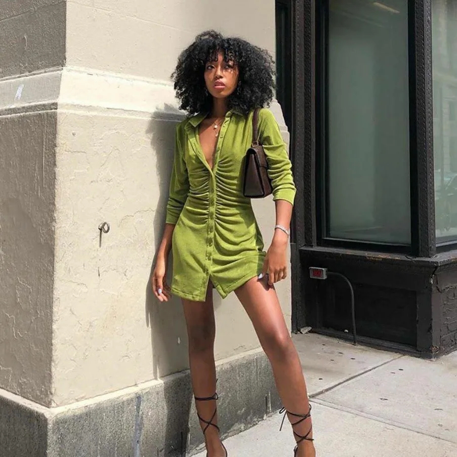 2021 Ruched Button Slim Shirt Dress Velvet Sexy Dress New Women's Clothing, 8 colors
2021 Ruched Button Slim Shirt Dress Velvet Sexy Dress New Women's Clothing, 8 colors