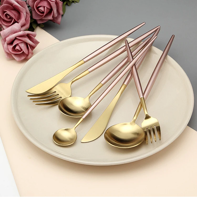 Wholesale high quality home table dinnerware use pink gold cutlery set stainless steel spoon knife fork, Customized is available
Wholesale high quality home table dinnerware use pink gold cutlery set stainless steel spoon knife fork, Customized is available