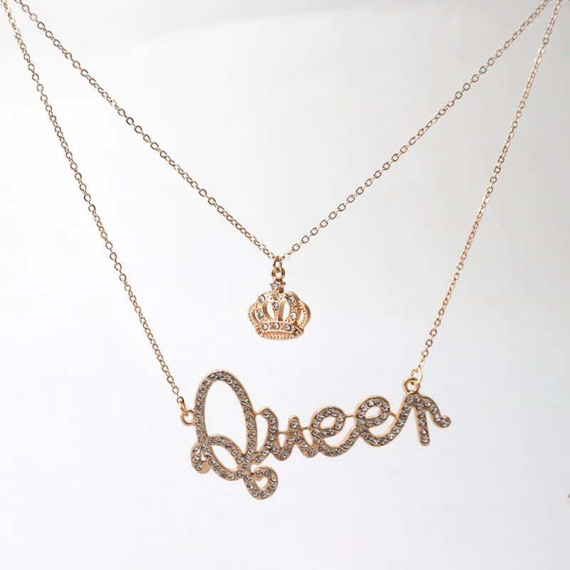 Hot girl's women fashion necklace Letter Queen Crown Inlaid rhinestone Multi-layer Pendant Necklaces
Hot girl's women fashion necklace Letter Queen Crown Inlaid rhinestone Multi-layer Pendant Necklaces