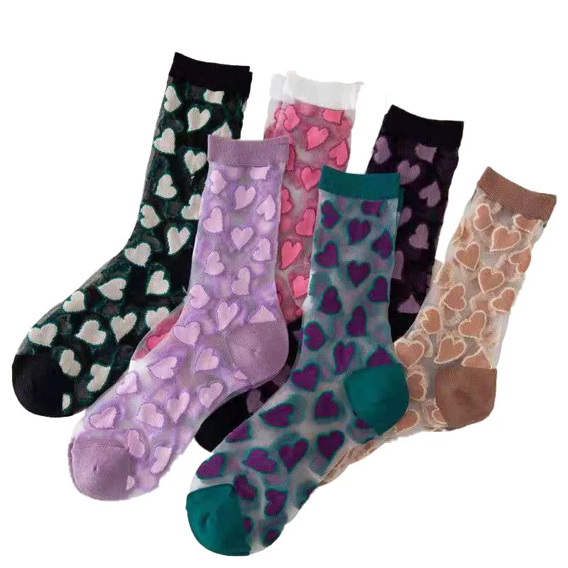 New Fashion Summer Sheer Dress Socks For Women See Through Thin Silk Sheer Socks With Hearts, Picture shows
New Fashion Summer Sheer Dress Socks For Women See Through Thin Silk Sheer Socks With Hearts, Picture shows