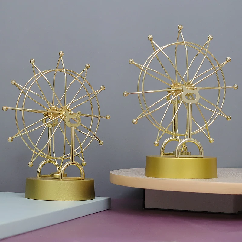 

Amazon hot-selling golden Ferris wheel ornaments eternally rotating home office decoration Chaotic pendulum, As the picture shows
