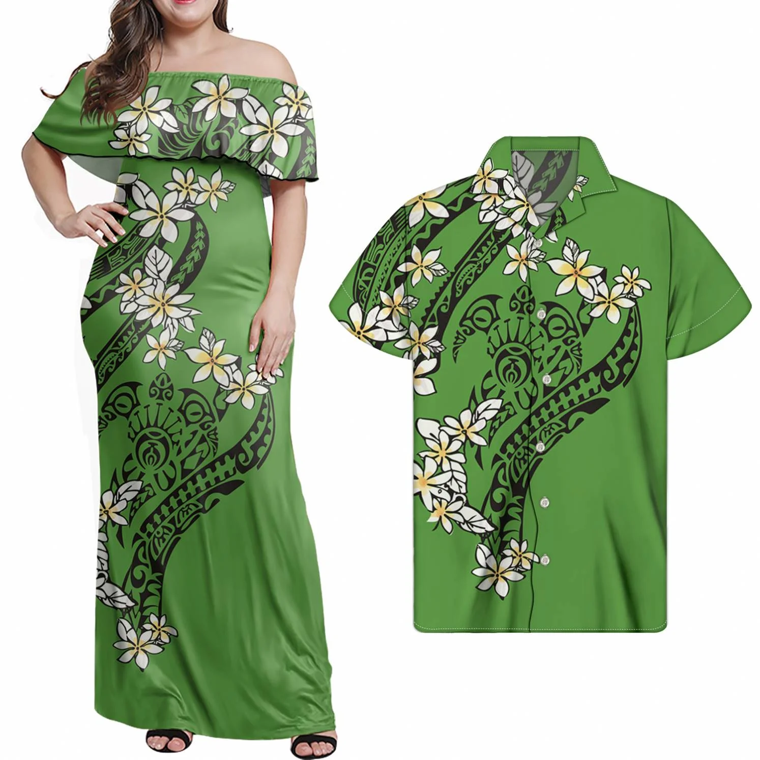 Casual Plus Size Maxi Dress Long Sleeve Green Plumeria Print Plain Ruffle Dress Custom Sexy 7xl One Shoulder Dress & Men Shirt
Casual Plus Size Maxi Dress Long Sleeve Green Plumeria Print Plain Ruffle Dress Custom Sexy 7xl One Shoulder Dress & Men Shirt