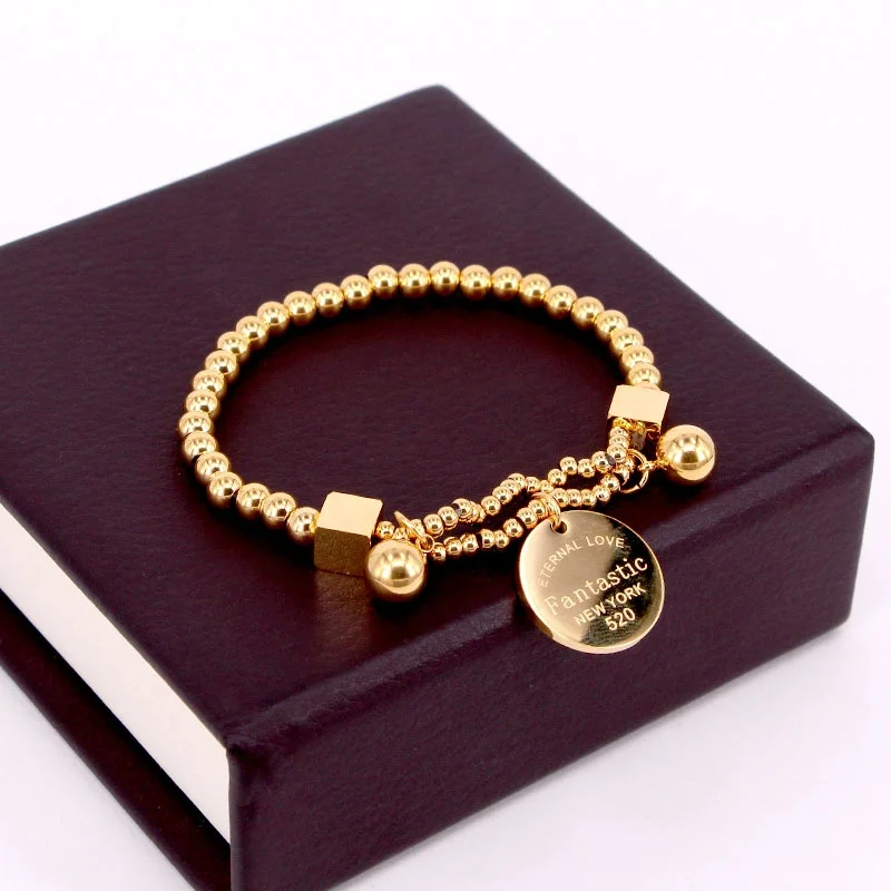 Personalized Stainless Steel Jewelry Women Punk Gold Plated Ball Beads Circle Disc Charm Stretch Strand Bracelets
Personalized Stainless Steel Jewelry Women Punk Gold Plated Ball Beads Circle Disc Charm Stretch Strand Bracelets