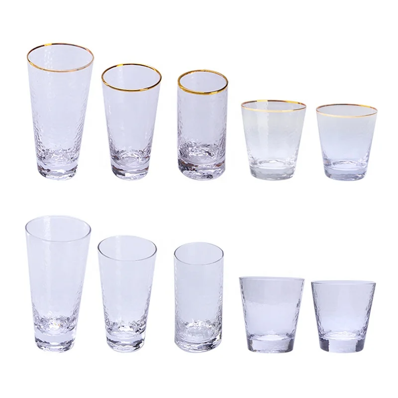 Clear Multi-Specifications Hammerhead Pattern Glassware Dessert Gold Rim Drinking Glass Water Cup Set
Clear Multi-Specifications Hammerhead Pattern Glassware Dessert Gold Rim Drinking Glass Water Cup Set