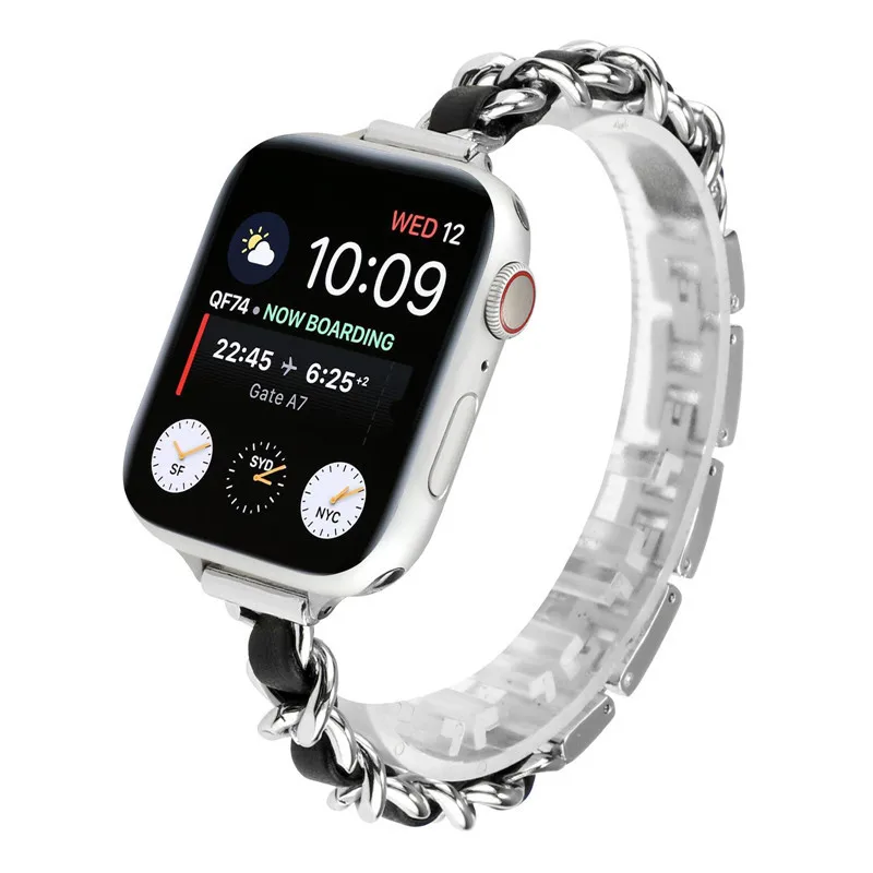 Fashion Metal Chain Leather Watch Band For Iwatch Replacement Slim Watch Band For Apple Watch Series 6/5/4/3/2/SE, 20colors
Fashion Metal Chain Leather Watch Band For Iwatch Replacement Slim Watch Band For Apple Watch Series 6/5/4/3/2/SE, 20colors