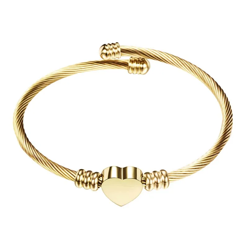 Gold latest Design Women's Gold Stainless Steel Bangle Engraved Name With Heart Pendant Charm Personalized Bracelet
Gold latest Design Women's Gold Stainless Steel Bangle Engraved Name With Heart Pendant Charm Personalized Bracelet