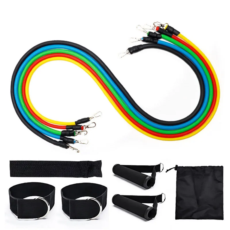 custom logo red yellow blue green ankle tube handles 11 resistance band set in bulk, Mixed color
custom logo red yellow blue green ankle tube handles 11 resistance band set in bulk, Mixed color