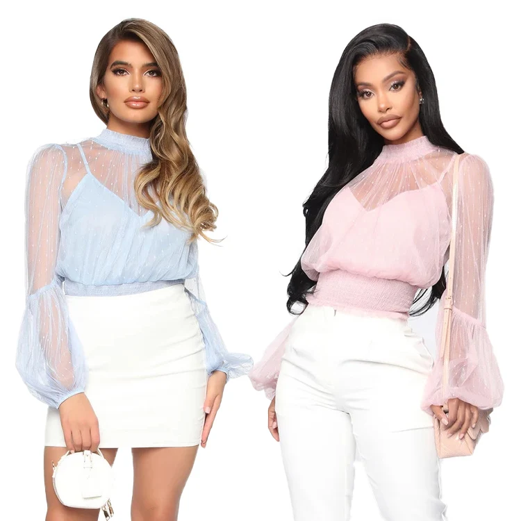 See Through Mesh Blouse Lantern Long Sleeve Blouse Turtleneck Ladies Top Blue Blusas Ruched Casual Tops, Pink/blue
See Through Mesh Blouse Lantern Long Sleeve Blouse Turtleneck Ladies Top Blue Blusas Ruched Casual Tops, Pink/blue