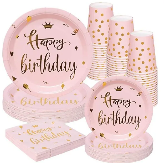 Pink rose gold birthday party disposable tableware set paper plate paper cup party decoration birthday party supplies, As picture
Pink rose gold birthday party disposable tableware set paper plate paper cup party decoration birthday party supplies, As picture