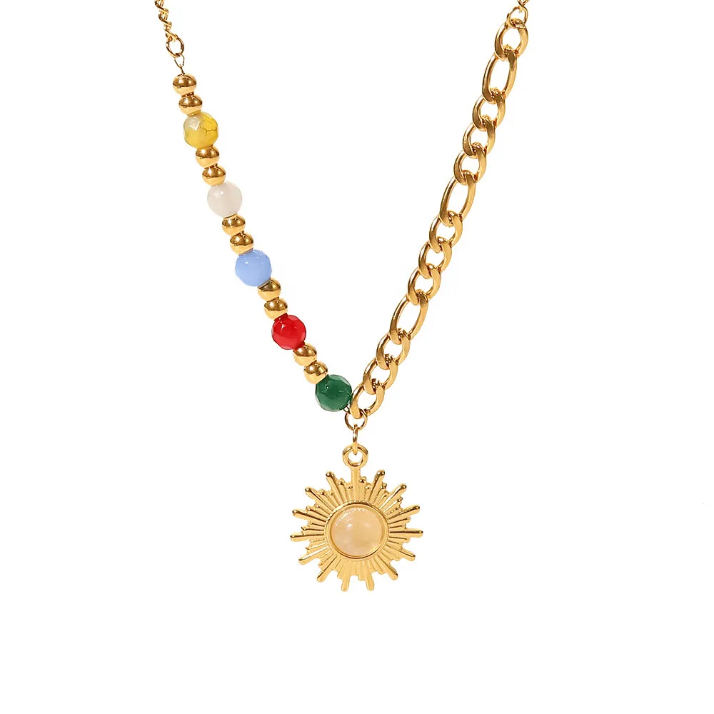 Vintage 18K Gold Plated Necklace Cat's Eye Gemstone Necklace Stainless Steel Sun Pendant Necklace
Vintage 18K Gold Plated Necklace Cat's Eye Gemstone Necklace Stainless Steel Sun Pendant Necklace