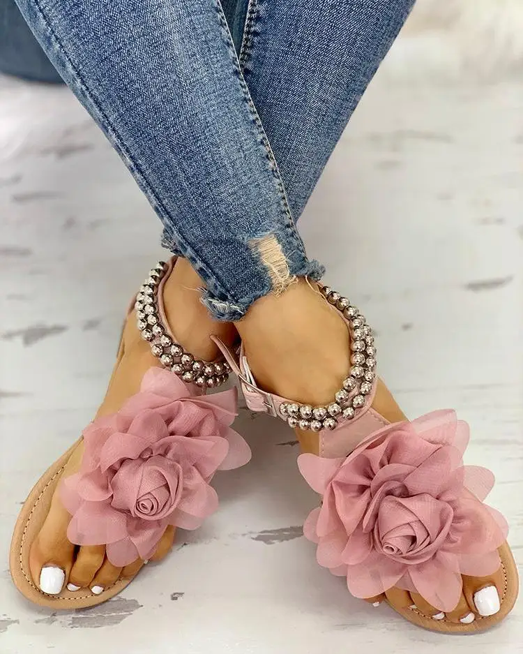 Women's sandals new summer 2021 comfortable flat bottomed women's shoes flower decoration casual sandals, Pink, blue, beige
Women's sandals new summer 2021 comfortable flat bottomed women's shoes flower decoration casual sandals, Pink, blue, beige