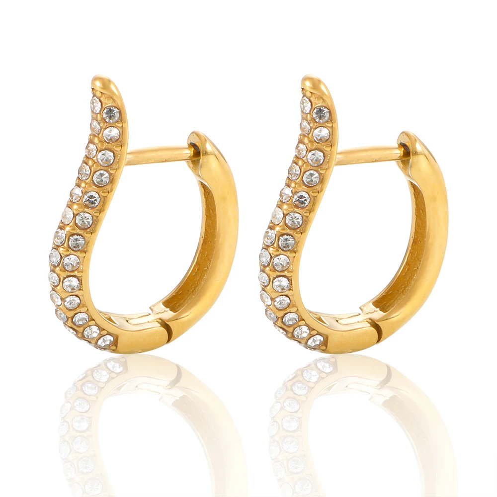 Wholesale 18K Gold Plated Stainless Steel Jewelry French Vintage New Style Zircon Hoop Earrings For Women
Wholesale 18K Gold Plated Stainless Steel Jewelry French Vintage New Style Zircon Hoop Earrings For Women