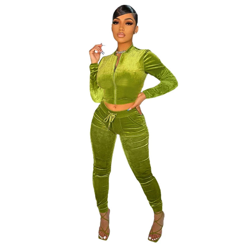 K21S06951 Fall Fashion Solid Velvet Slim Fit LongSleeve O-neck Zipper Top + Elastic Waist Pocket Long Pant Elegant Set For Women
K21S06951 Fall Fashion Solid Velvet Slim Fit LongSleeve O-neck Zipper Top + Elastic Waist Pocket Long Pant Elegant Set For Women
