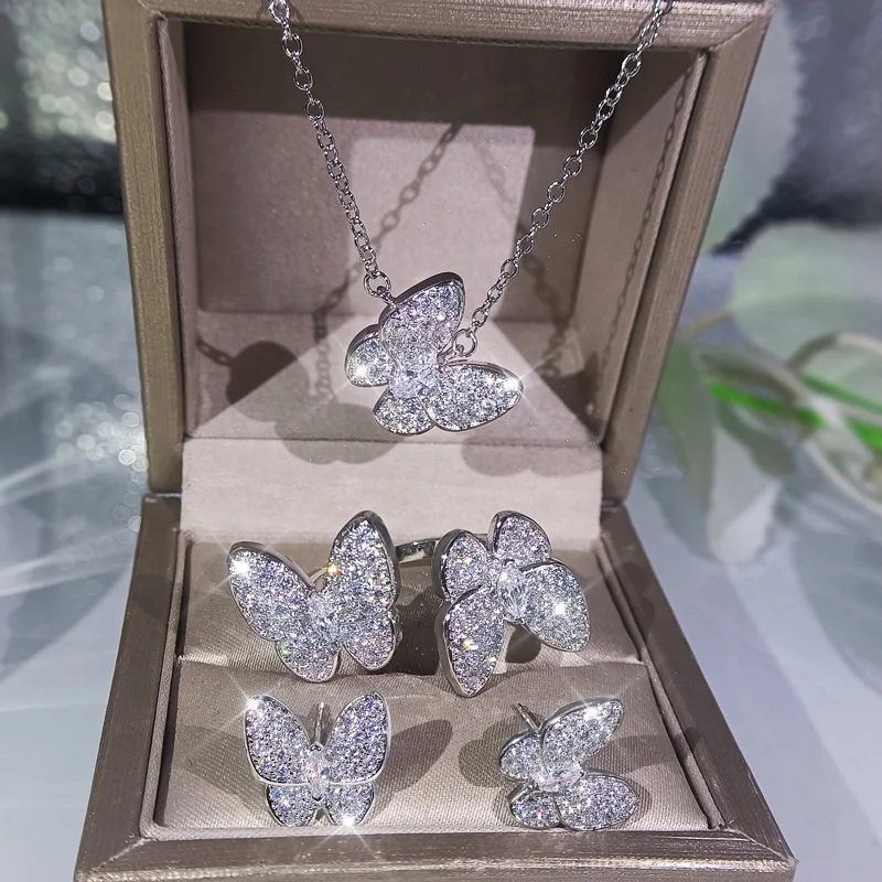 New Trendy Butterfly Necklace Ring Earrings Jewelry Set for Women Anniversary Gift Jewelry, Customized color
New Trendy Butterfly Necklace Ring Earrings Jewelry Set for Women Anniversary Gift Jewelry, Customized color