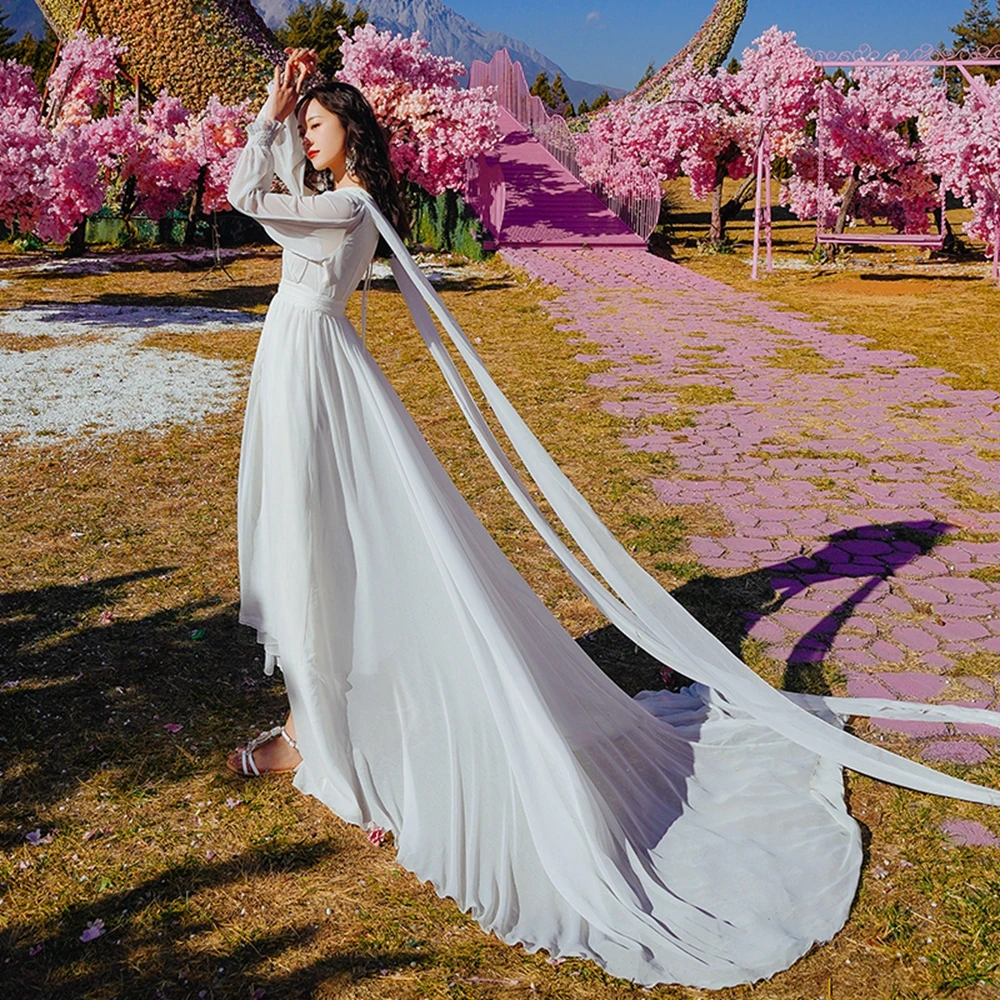 Chiffon Trailing Lantern Sleeve Long Skirt Annual Party Dress Mopping Floating Dress
Chiffon Trailing Lantern Sleeve Long Skirt Annual Party Dress Mopping Floating Dress