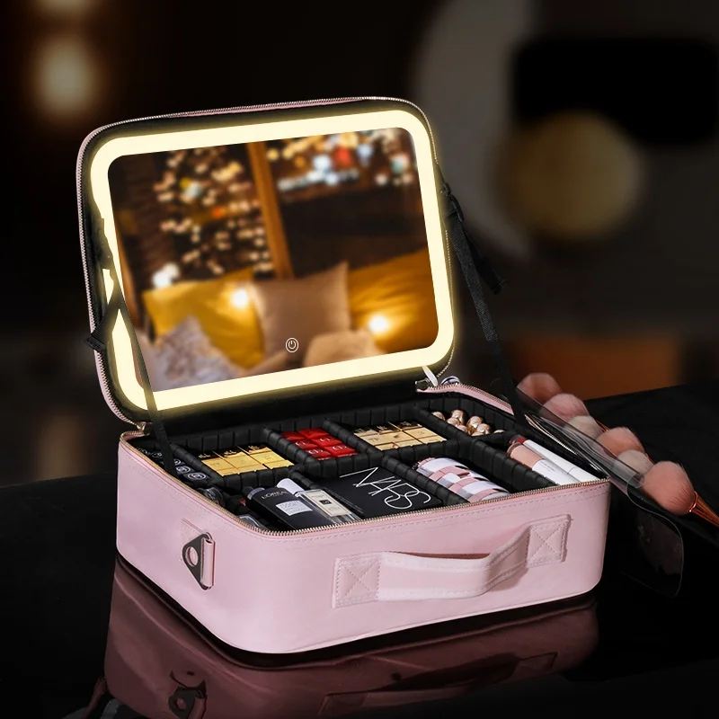 Luxury Women's Hand Makeup Pouch Box LED Mirror Travel Female Handbags Beauty Toiletry Kit Bag Organizer Storage Cosmetic Bags, White/black/pink
Luxury Women's Hand Makeup Pouch Box LED Mirror Travel Female Handbags Beauty Toiletry Kit Bag Organizer Storage Cosmetic Bags, White/black/pink